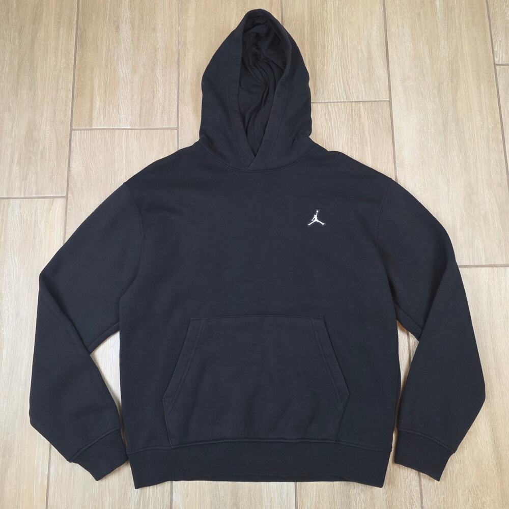 Jordan Brooklyn Essentials Fleece Hoodie Mens M Black Jumpman Pullover